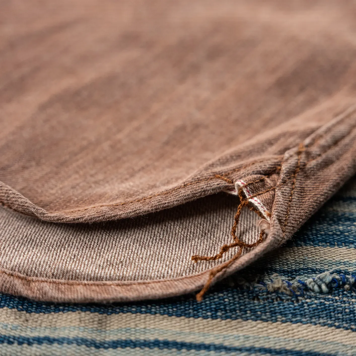Studio D’Artisan D5732 13oz ‘Kakishibu’ Denim Work Shirt – Khaki - Image 5