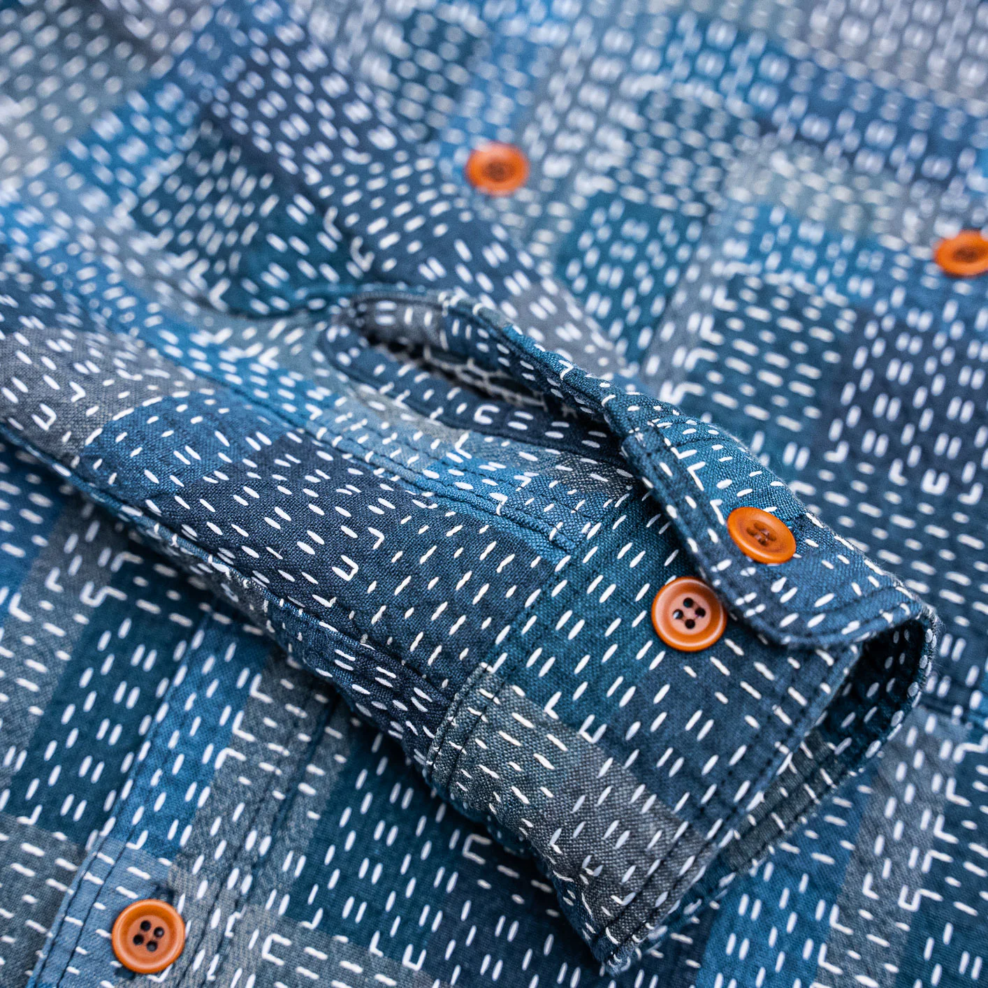 Studio D’Artisan 5651 'Noragi Sashiko' Shirt – Blue - Image 3