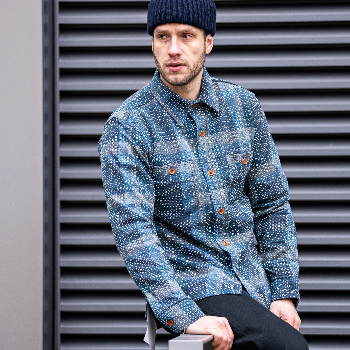 Studio D’Artisan 5651 'Noragi Sashiko' Shirt – Blue - Image 5