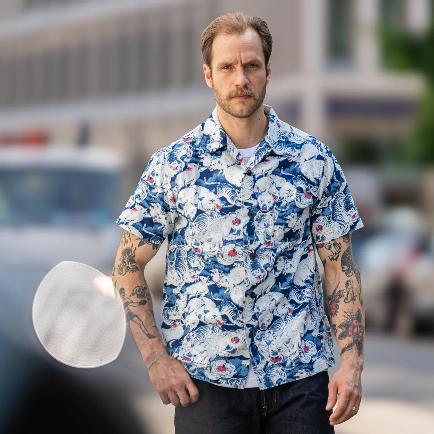 Studio D’Artisan SP-091 45th Anniversary ‘100 Pigs’ Aloha Shirt – Indigo Dyed - Image 5
