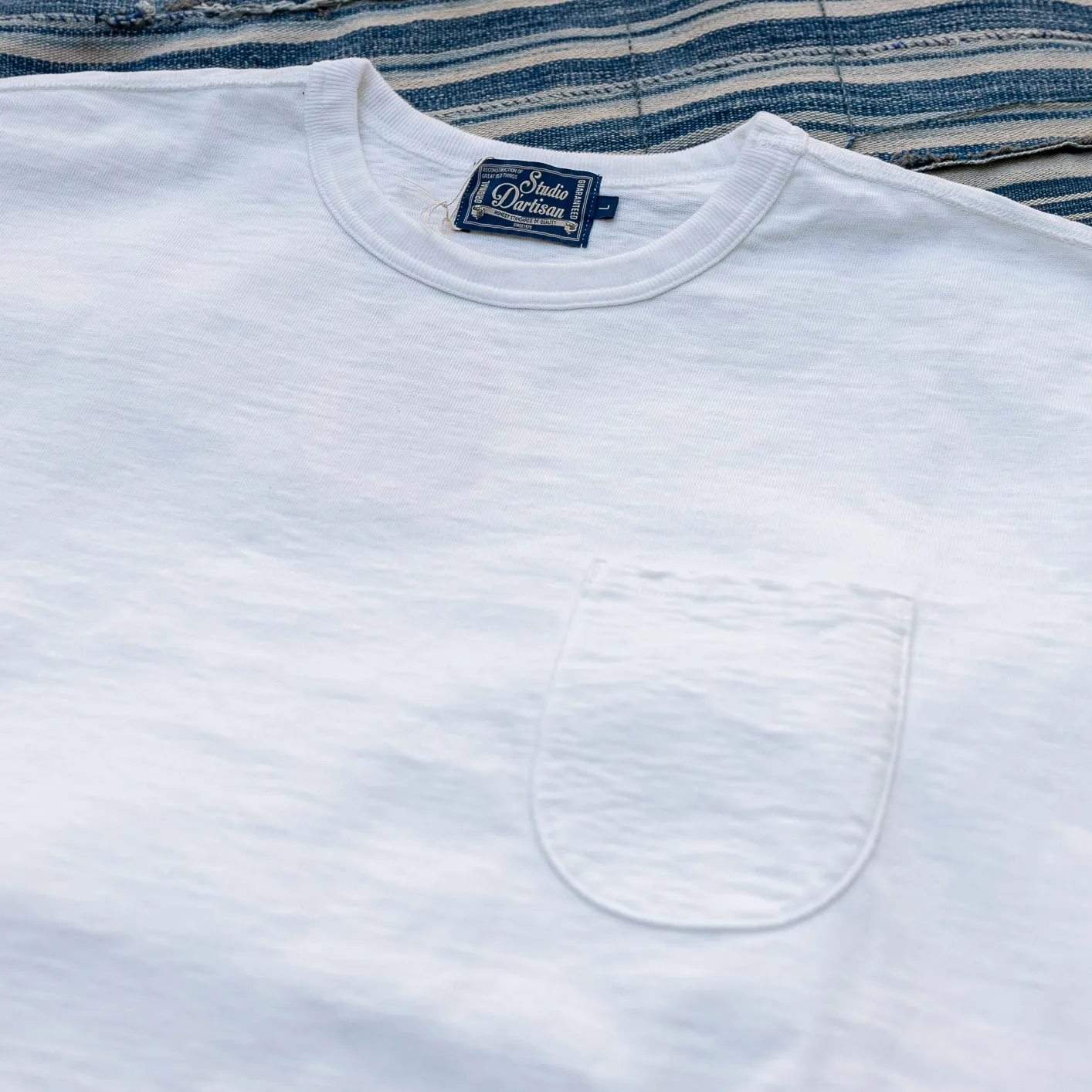 Studio D’Artisan SP-094 ‘Ishikawadai’ 1953 Loopwheeled Pocket T-Shirt - White / 45th Anniversary Collection - Image 4