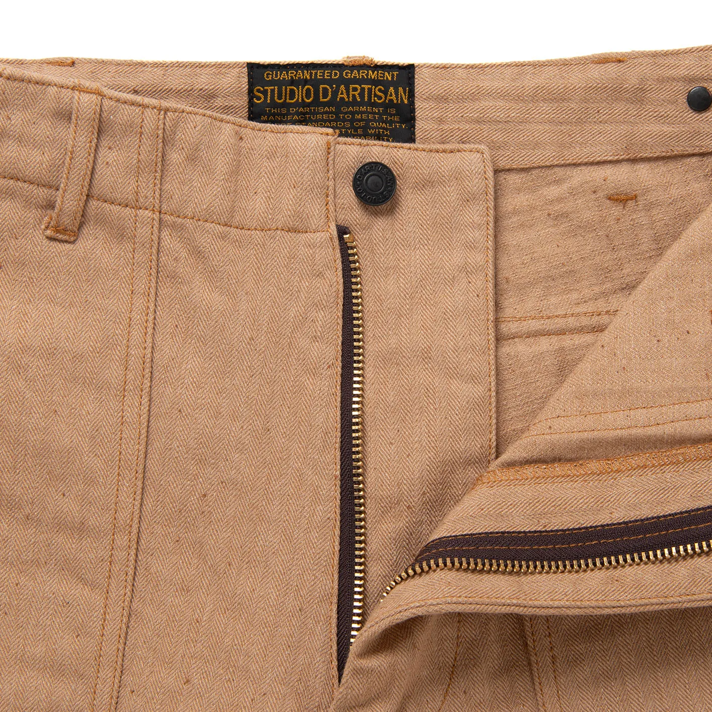 Studio D'Artisan 1917 12oz ‘Fox Cotton’ Baker Pants – Natural Brown / Regular Straight - Image 2
