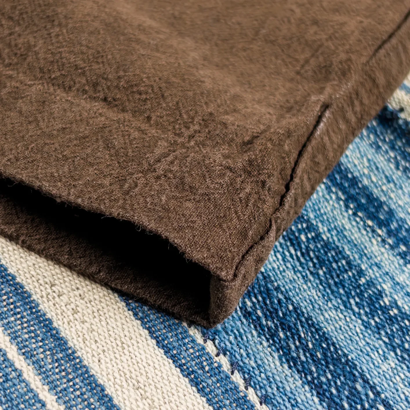 Studio D'Artisan 5739 ‘Amami Oshima’ Mud-Dyed 13oz Cotton Linen Shirt – Dark Brown - Image 4