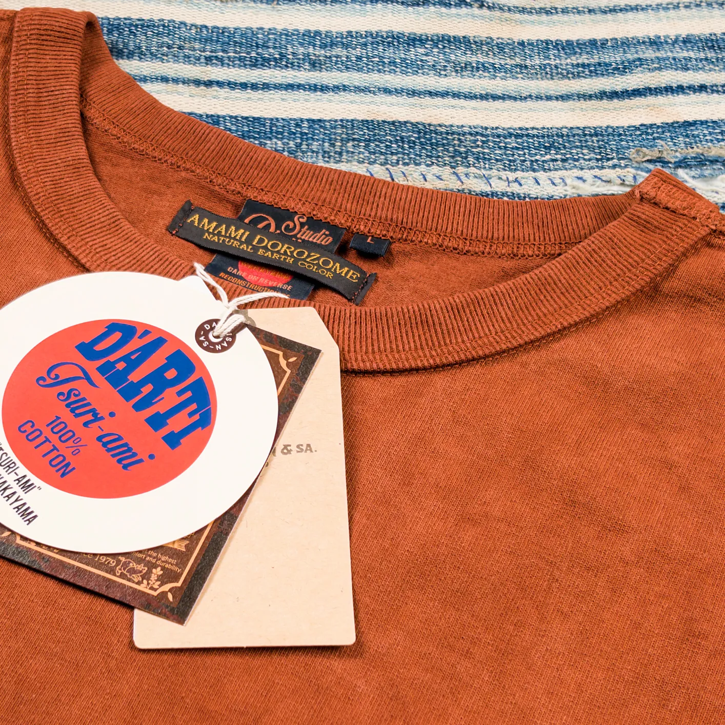 Studio D'Artisan 8198 ‘Amami Oshima’ Mud-Dyed Loopwheeled T-Shirt – Brown - Image 2