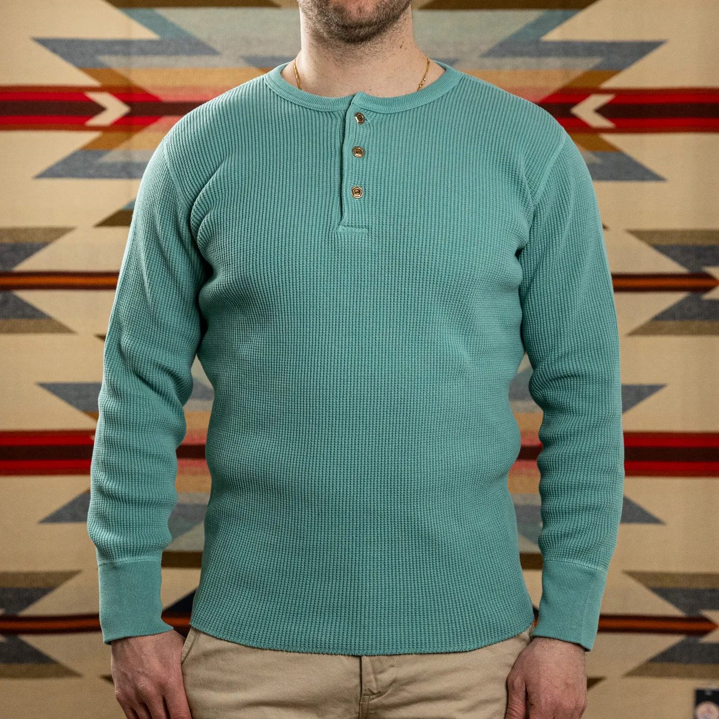 Studio D'Artisan 9937 Heavy Thermal Henley Longsleeve – Emerald