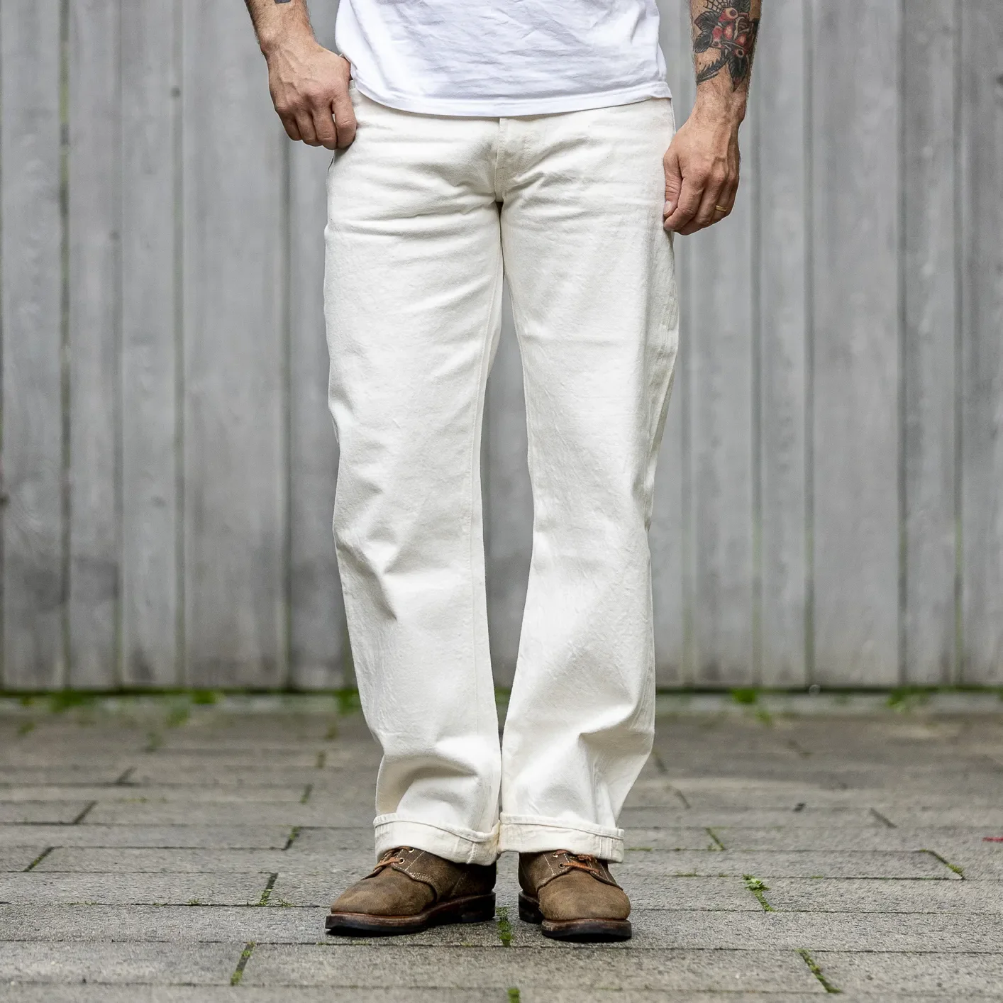 Sugar Cane 13oz 1947 White Denim Selvedge Jeans - Off-White / Regular Straight