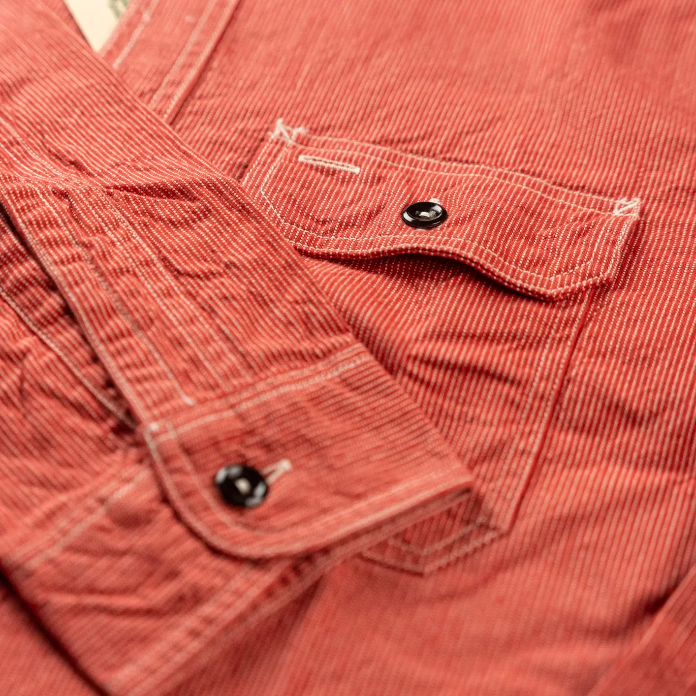 Sugar Cane Jean Corduroy Work Shirt – Red - Image 3