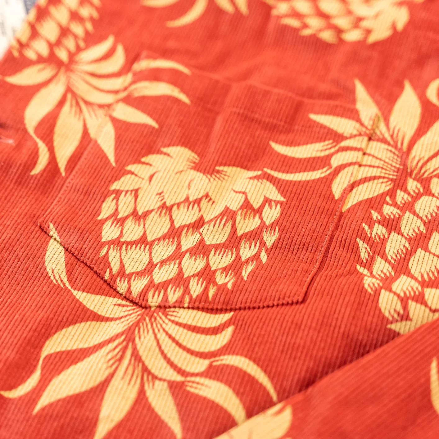 Sun Surf ‘Duke’s Pineapple’ Corduroy Aloha Shirt – Red / Long Sleeve - Image 3