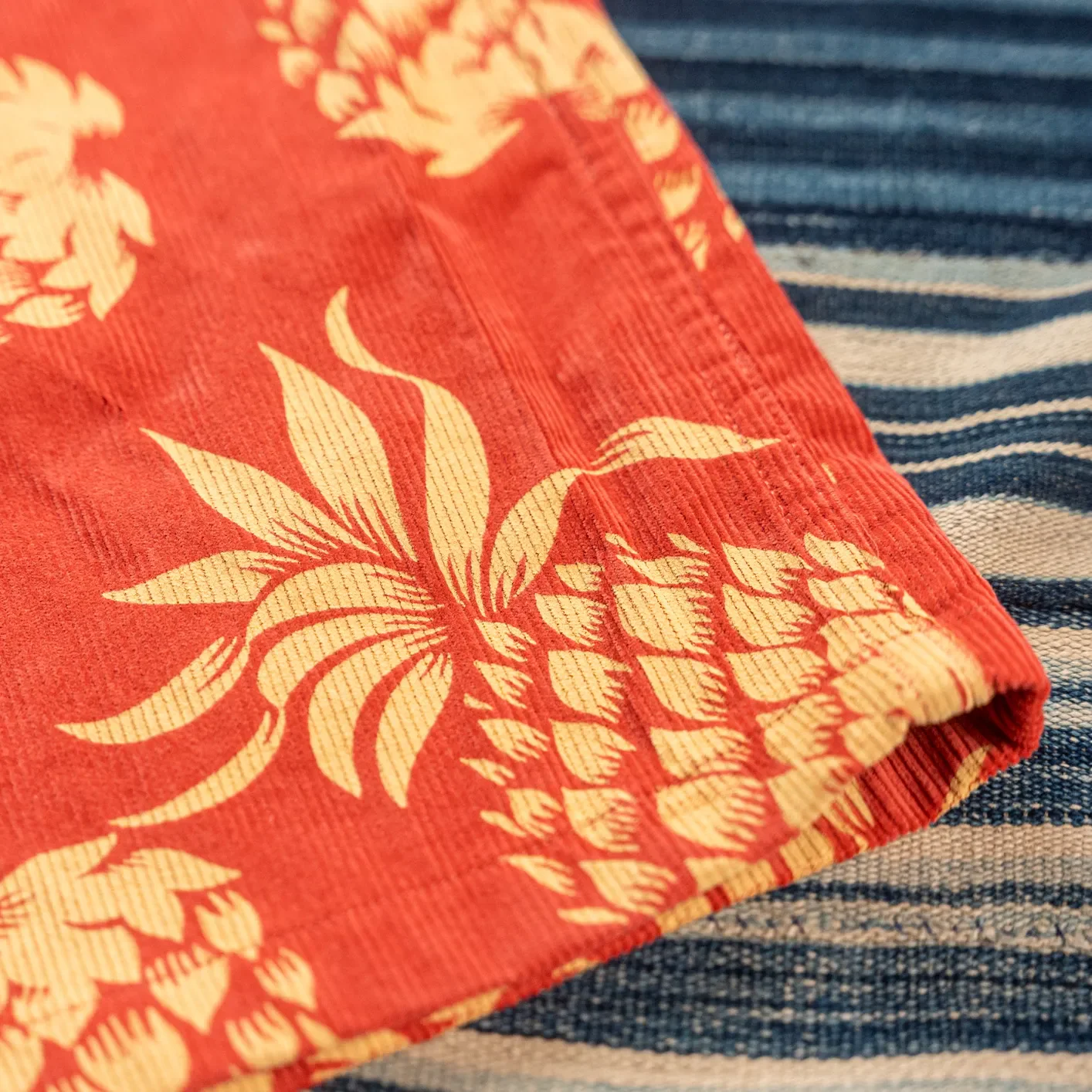 Sun Surf ‘Duke’s Pineapple’ Corduroy Aloha Shirt – Red / Long Sleeve - Image 5