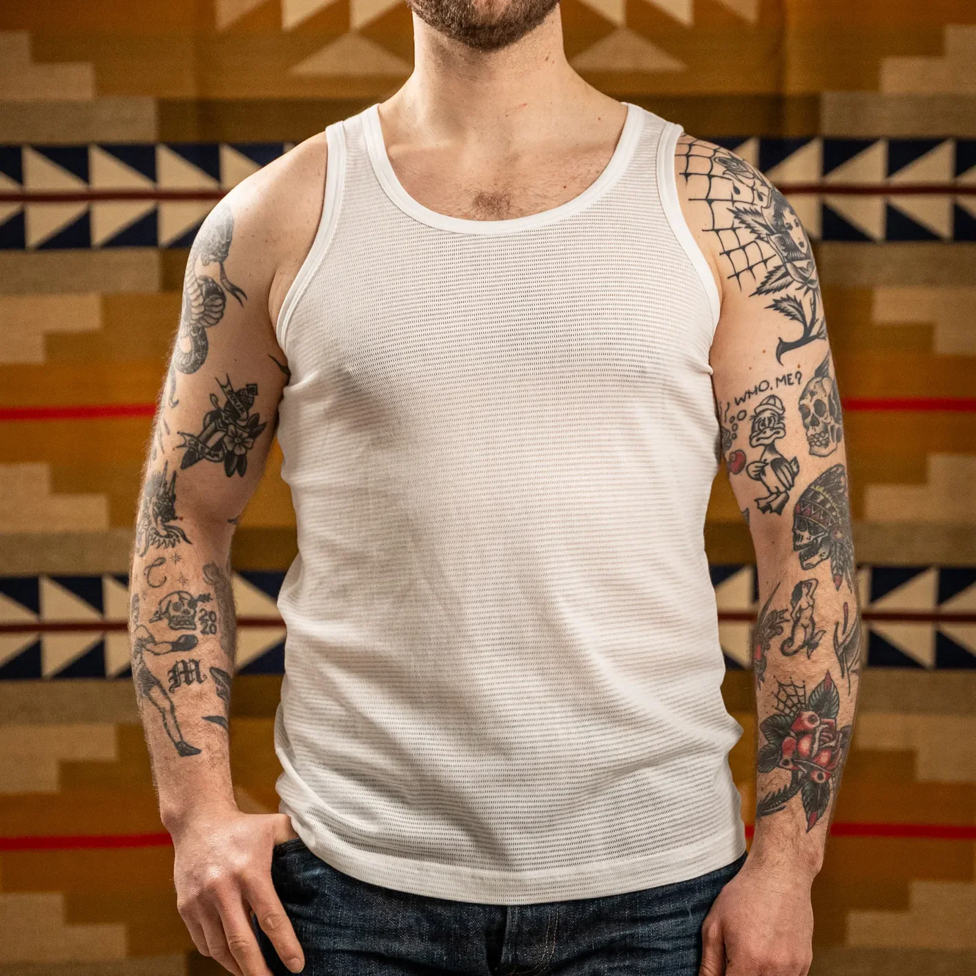 Sunspel Q14 Cellular Cotton Underwear Vest – White - Image 2