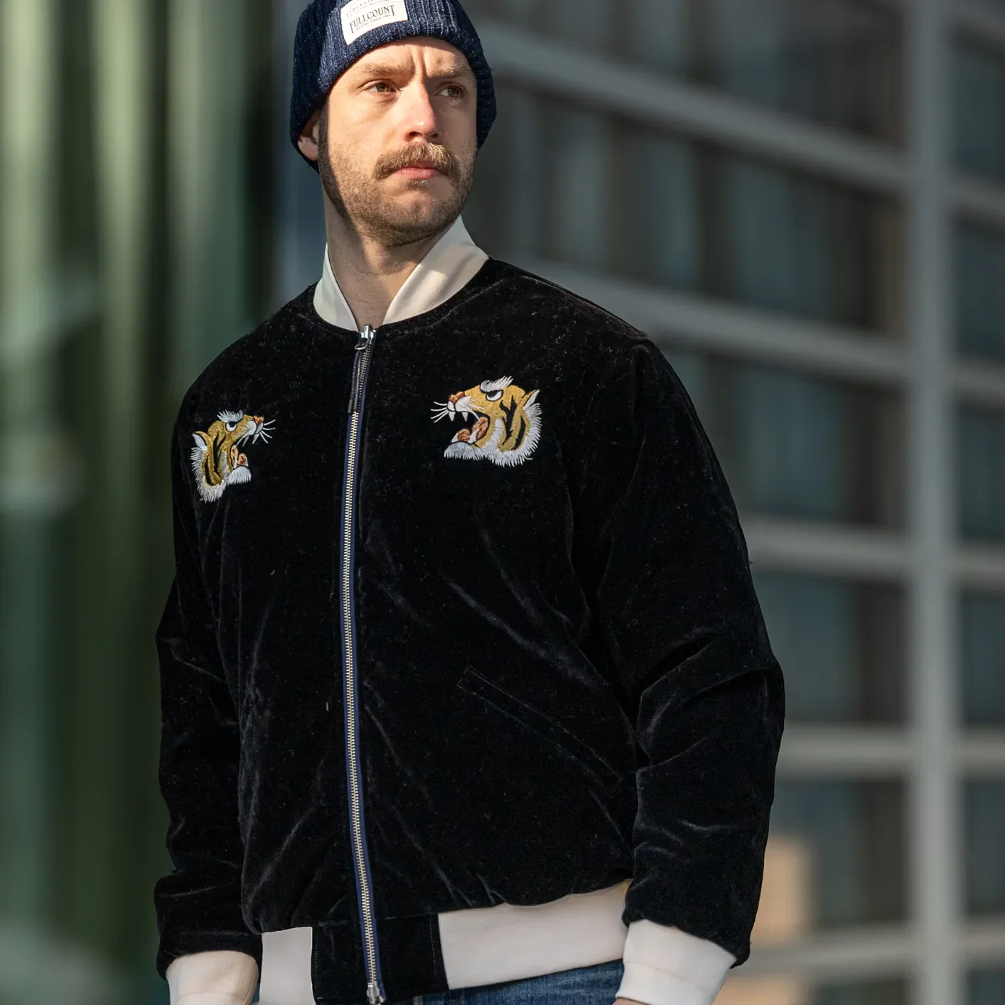 Taion Reversible ‘Sukajan’ Down Jacket – Black / Navy - Image 11
