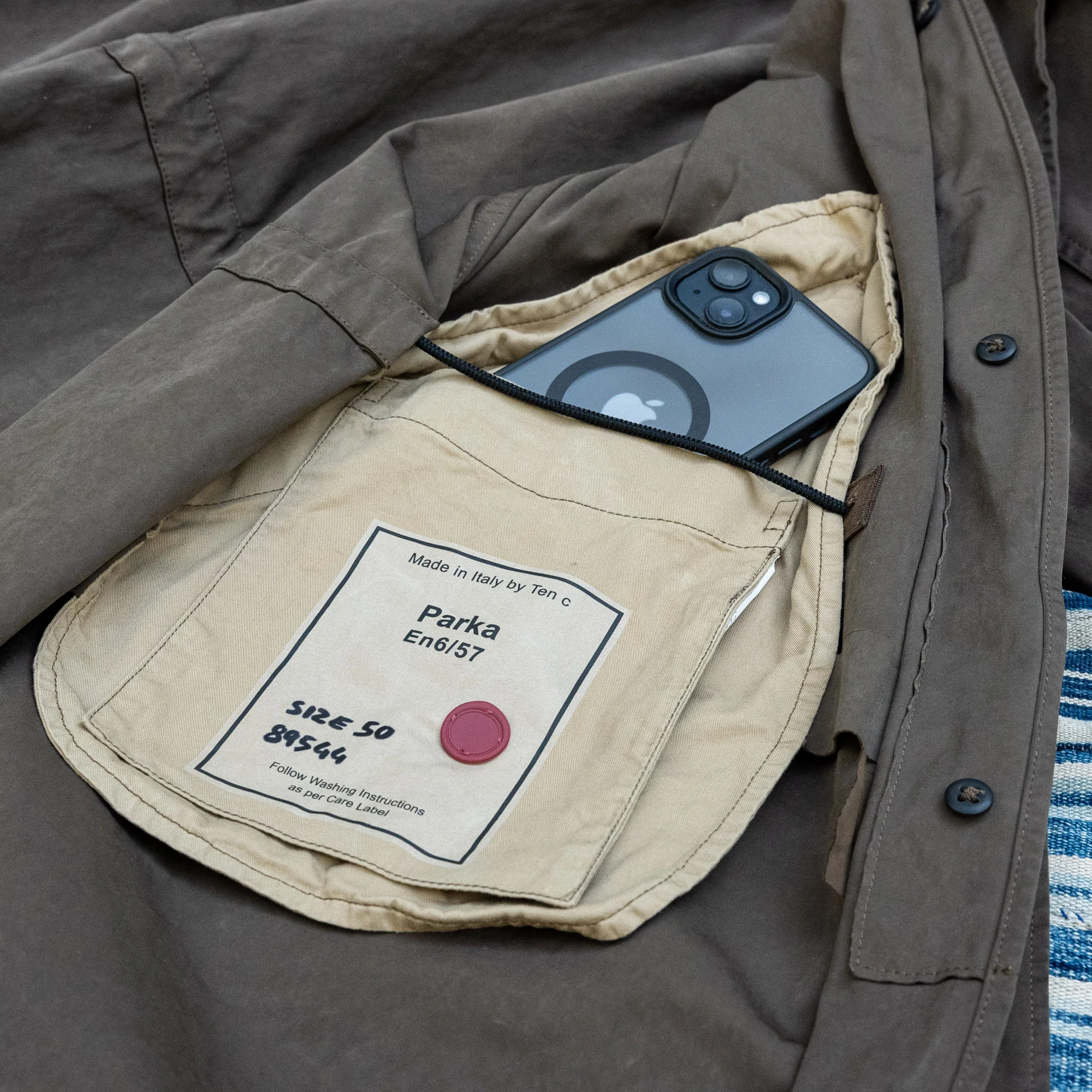 TEN C 13oz OJJ Parka – Dark Olive - Image 5