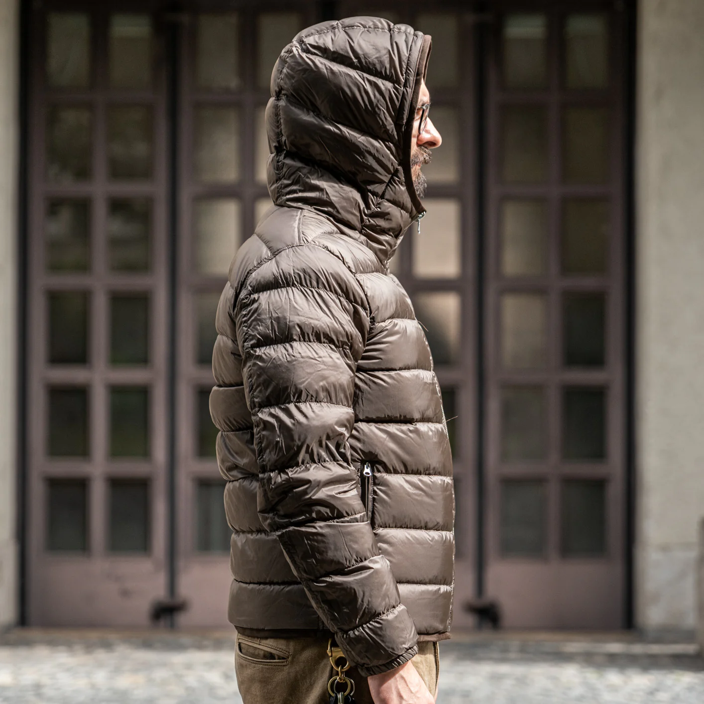 Ten C Hooded Down Liner - Brown/Olive - Image 4