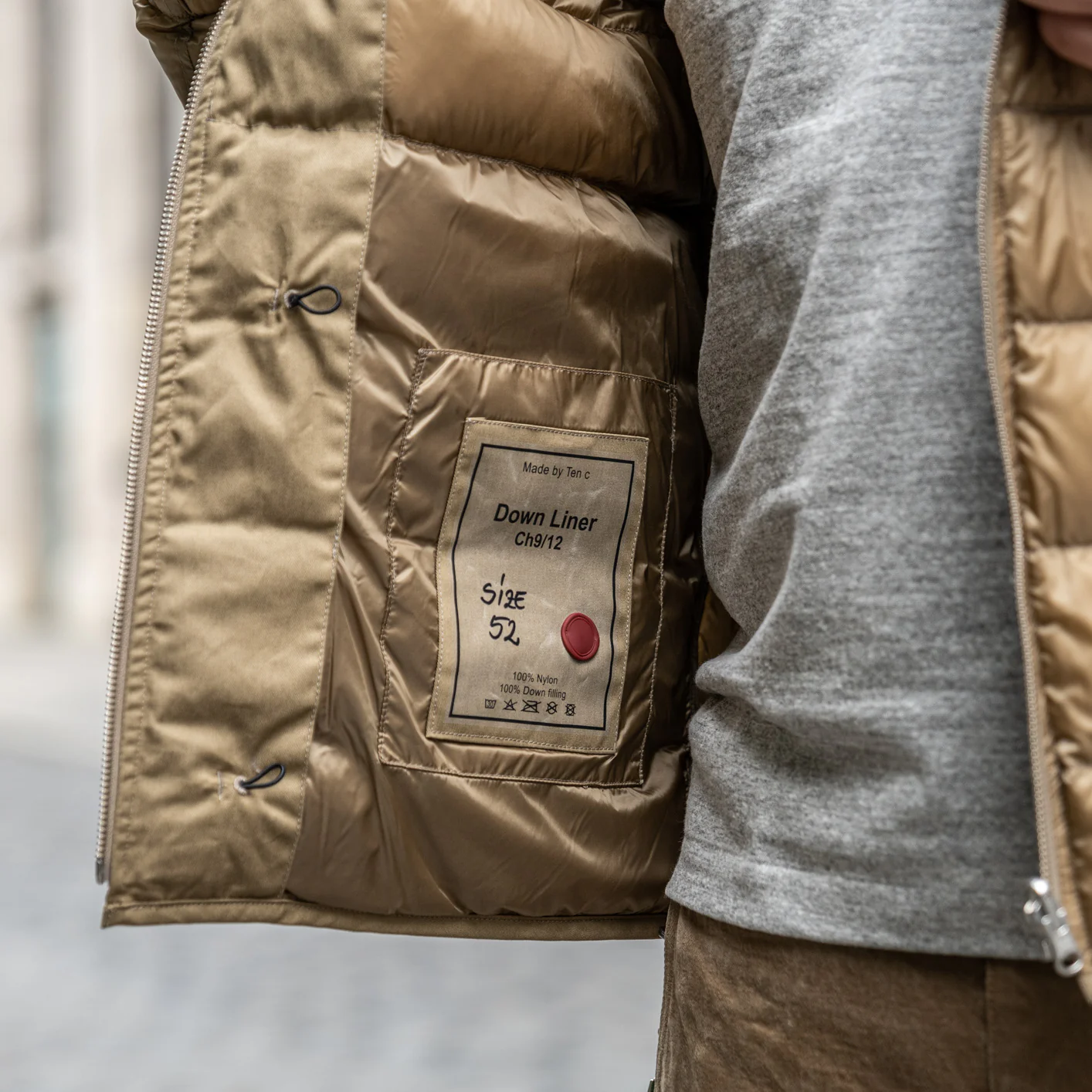 Ten C Hooded Down Liner - Light Khaki - Image 11