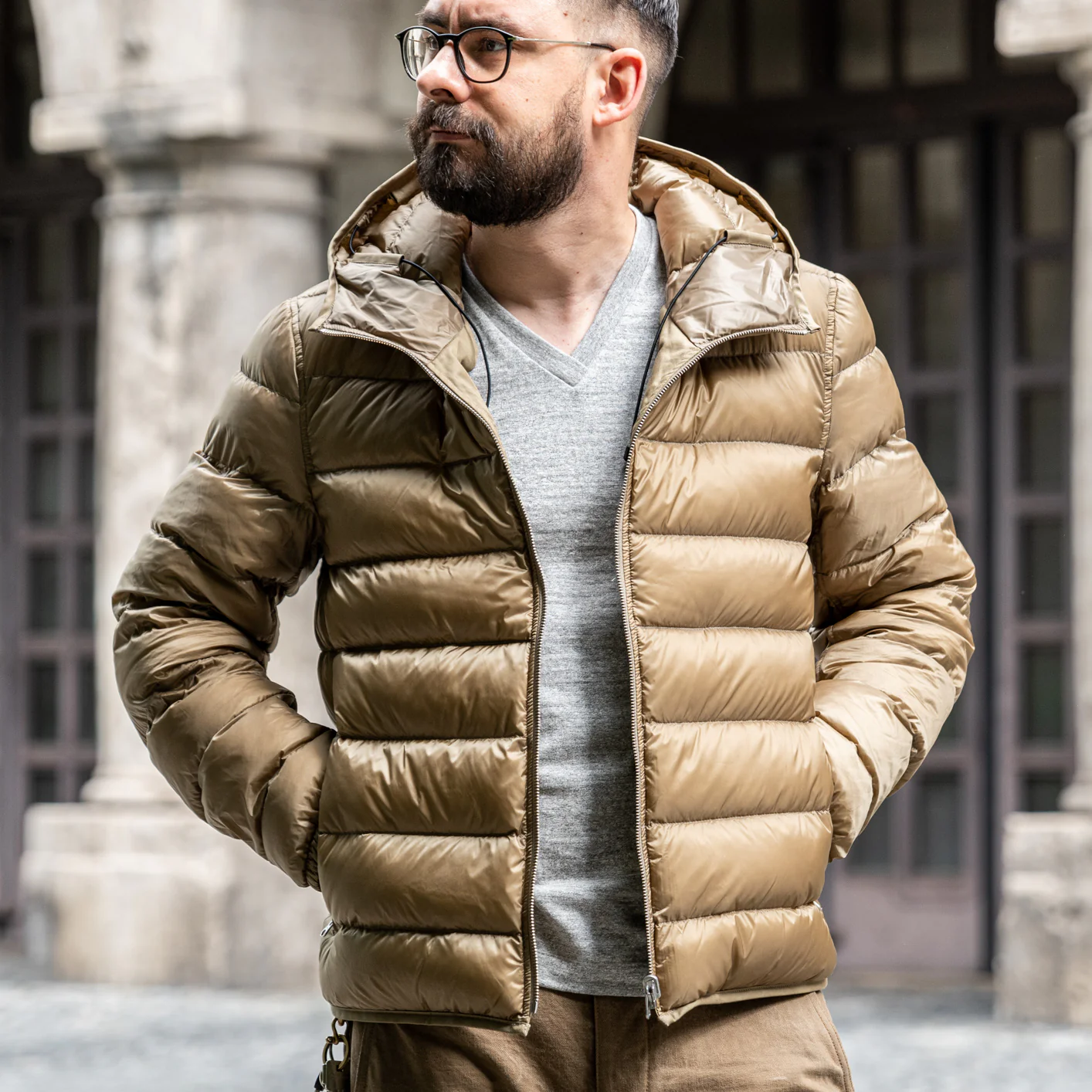Ten C Hooded Down Liner - Light Khaki - Image 6