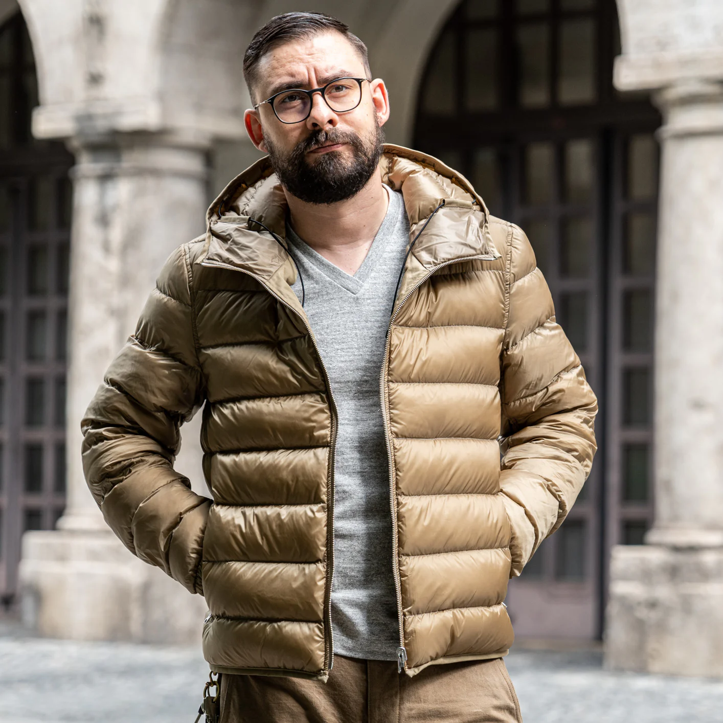 Ten C Hooded Down Liner - Light Khaki - Image 7