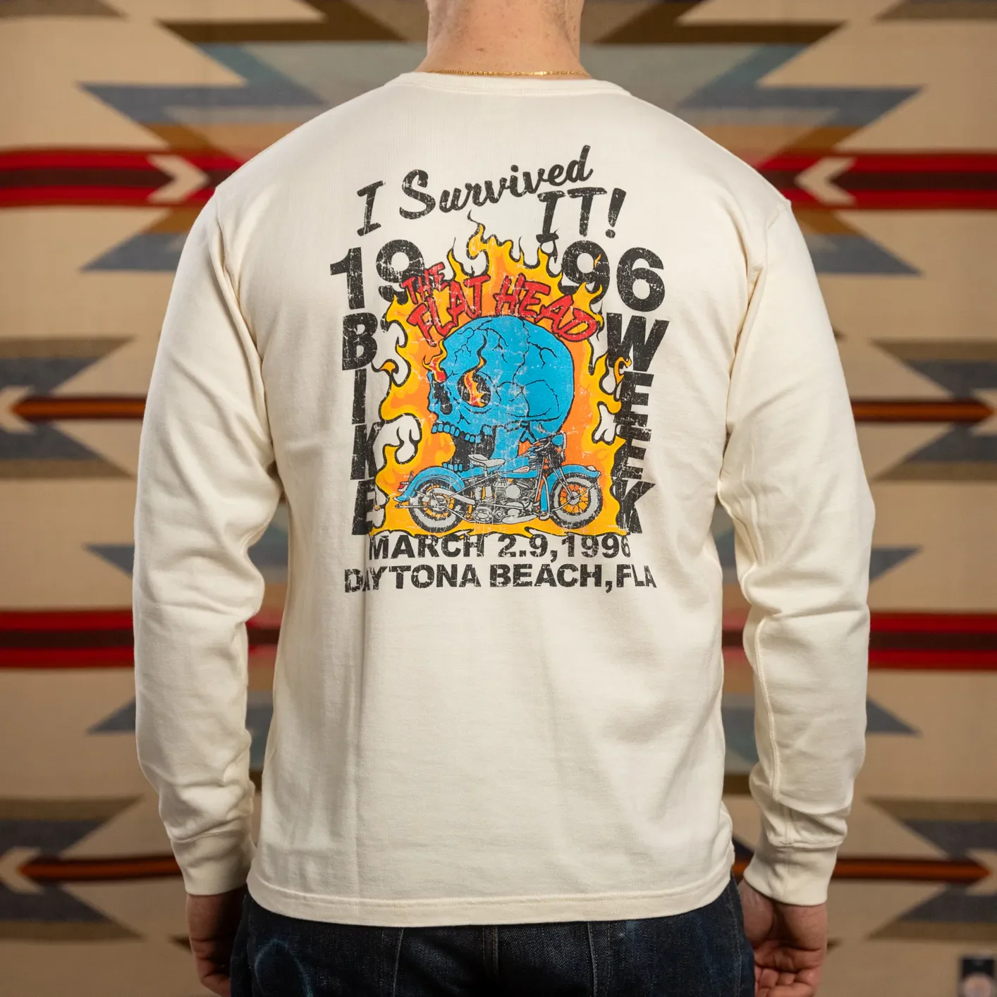 The Flat Head ‘Bike Week’ 10.8oz Loopwheeled Longsleeve – Ivory