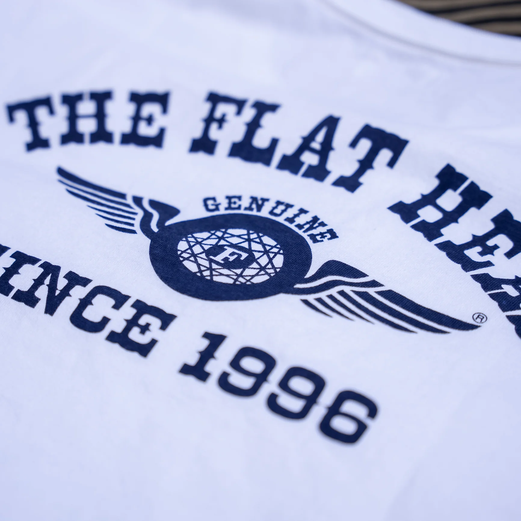 The Flat Head 'Flying Wheel' 9.7oz Loopwheeled T-Shirt – White - Image 4