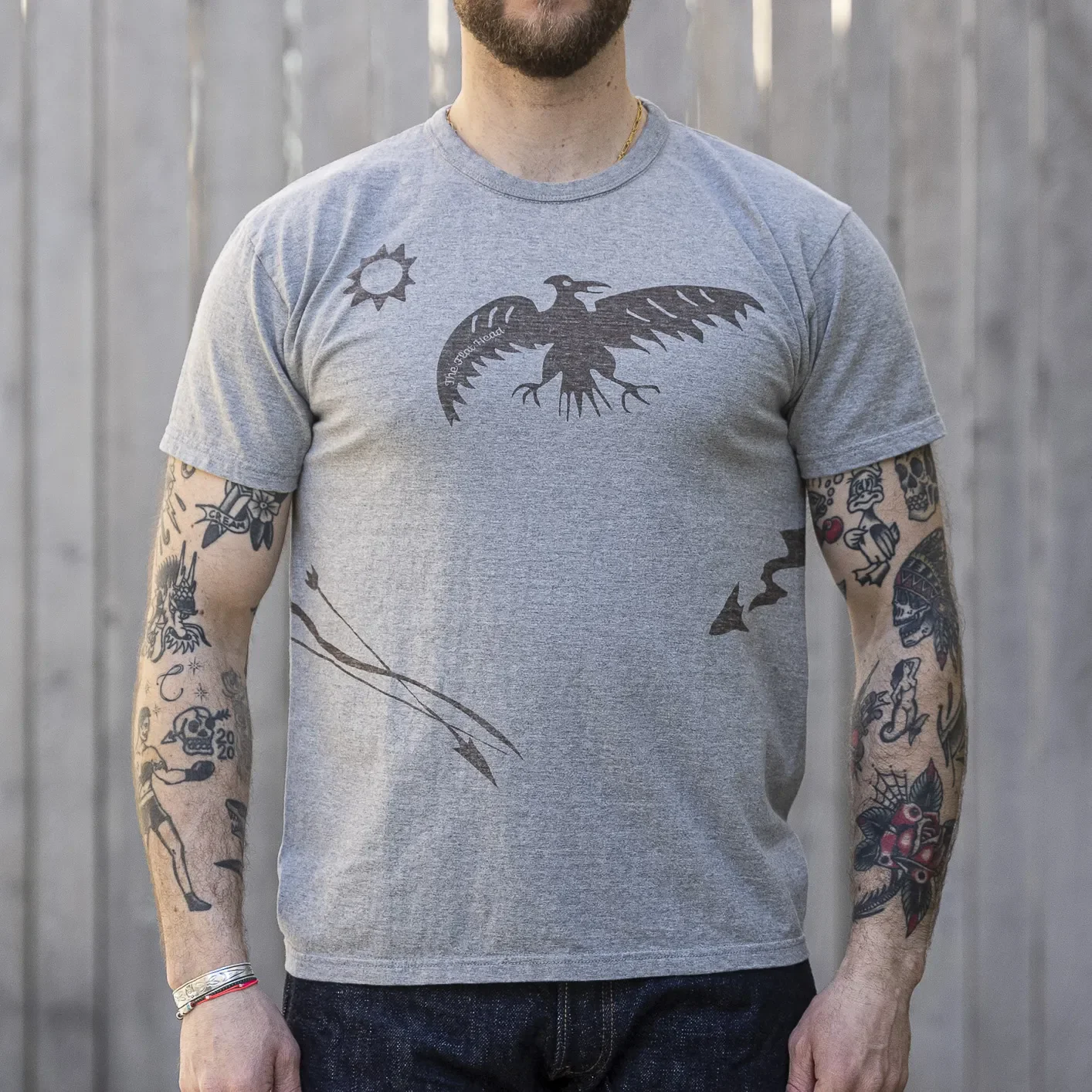 The Flat Head ‘Frontier Spirit’ 9.7oz Loopwheeled T-Shirt – Grey