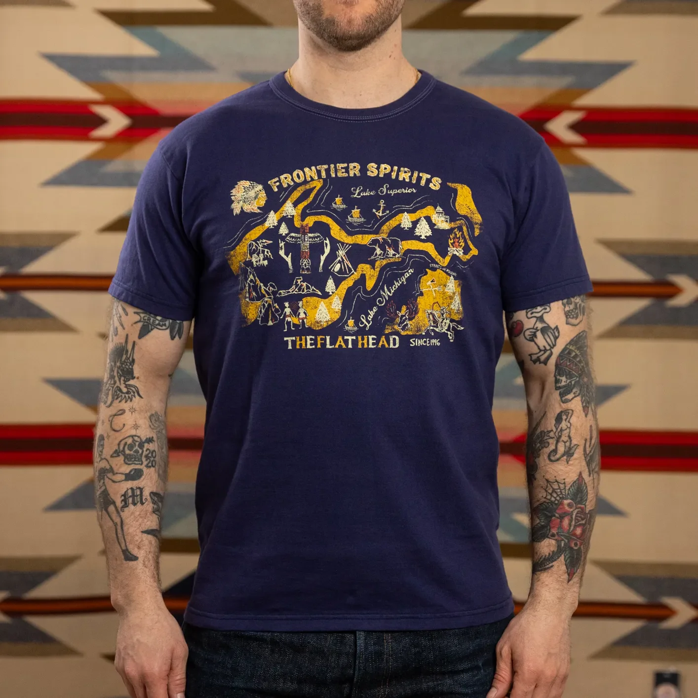 The Flat Head ‘Frontier Spirits’ 9.7oz Loopwheeled T-Shirt – Purple