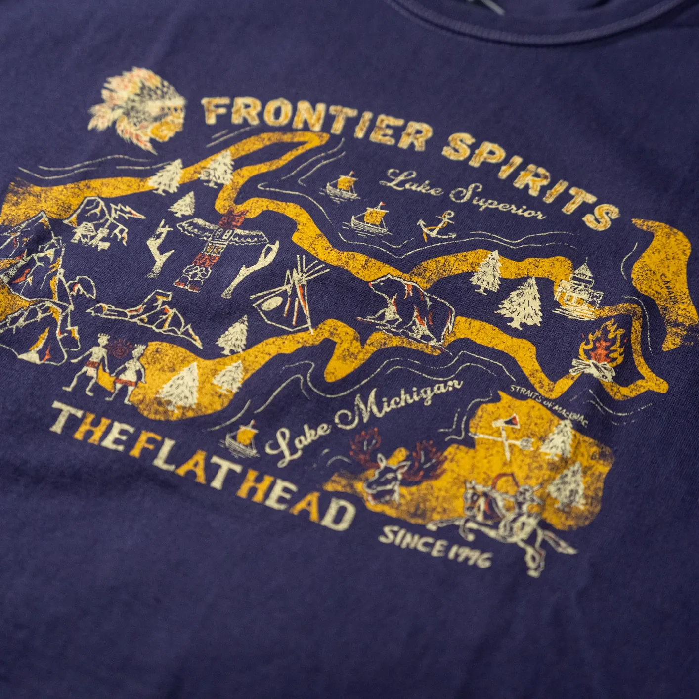 The Flat Head ‘Frontier Spirits’ 9.7oz Loopwheeled T-Shirt – Purple - Image 2