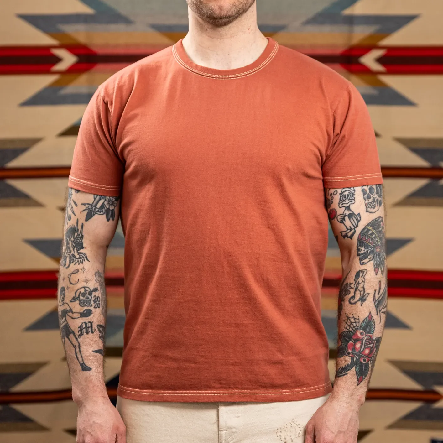 The Flat Head THC 9.7oz Heavyweight Loopwheeled T-Shirt – Rust Orange - Image 2
