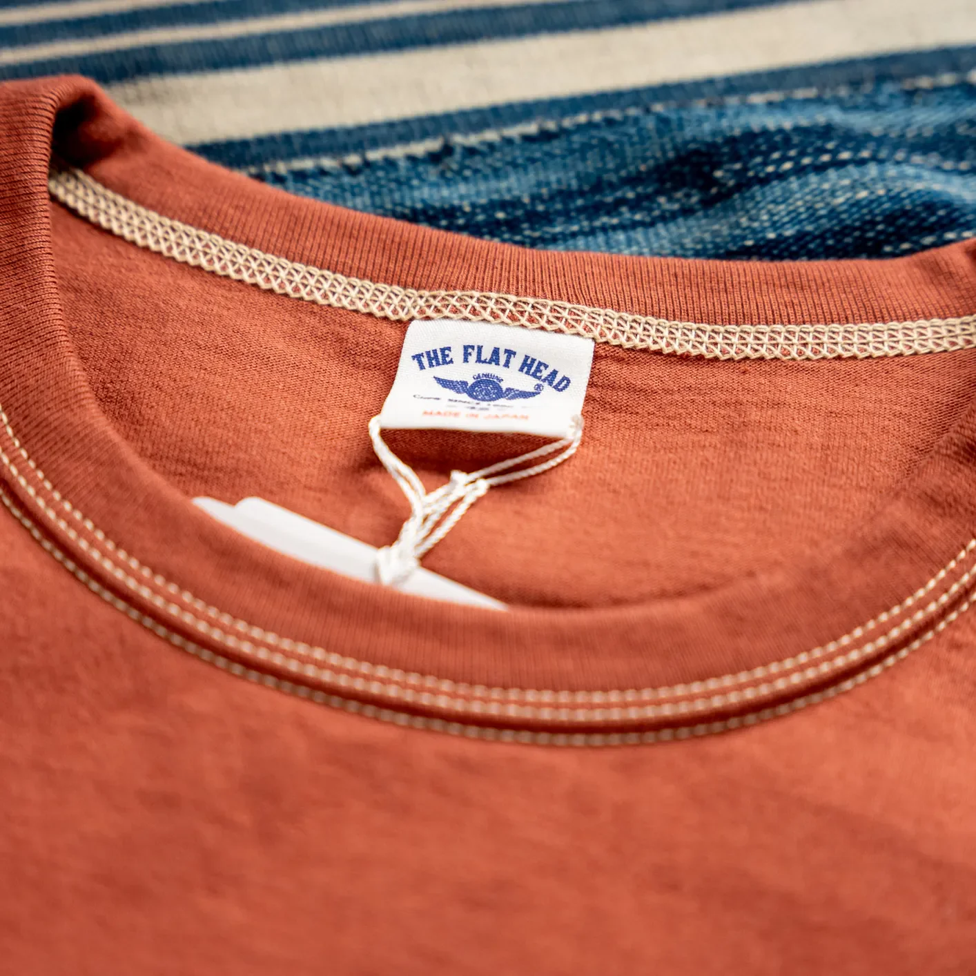 The Flat Head THC 9.7oz Heavyweight Loopwheeled T-Shirt – Rust Orange - Image 3