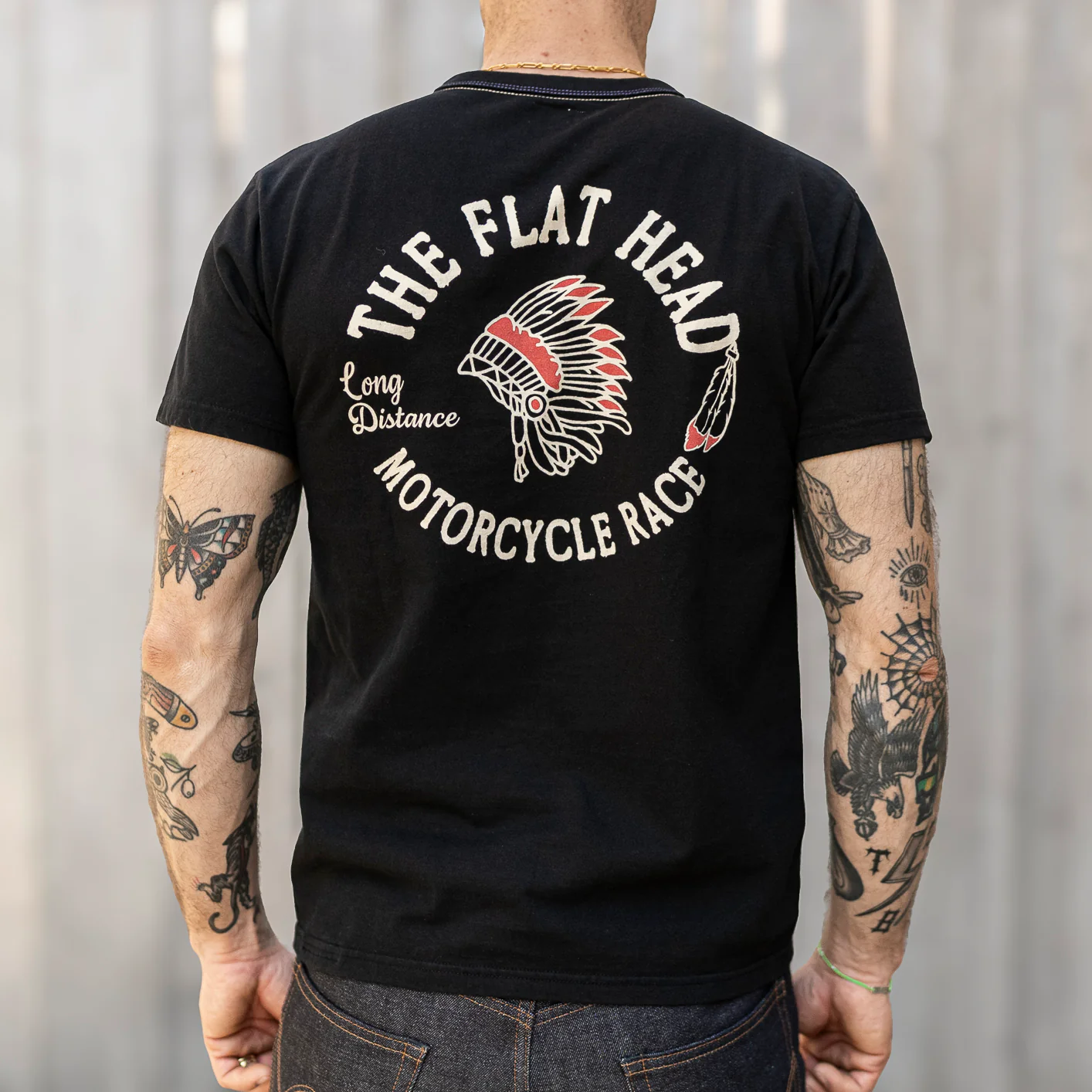 The Flat Head ‘War Bonnet’ 9.7oz Loopwheeled T-Shirt – Black