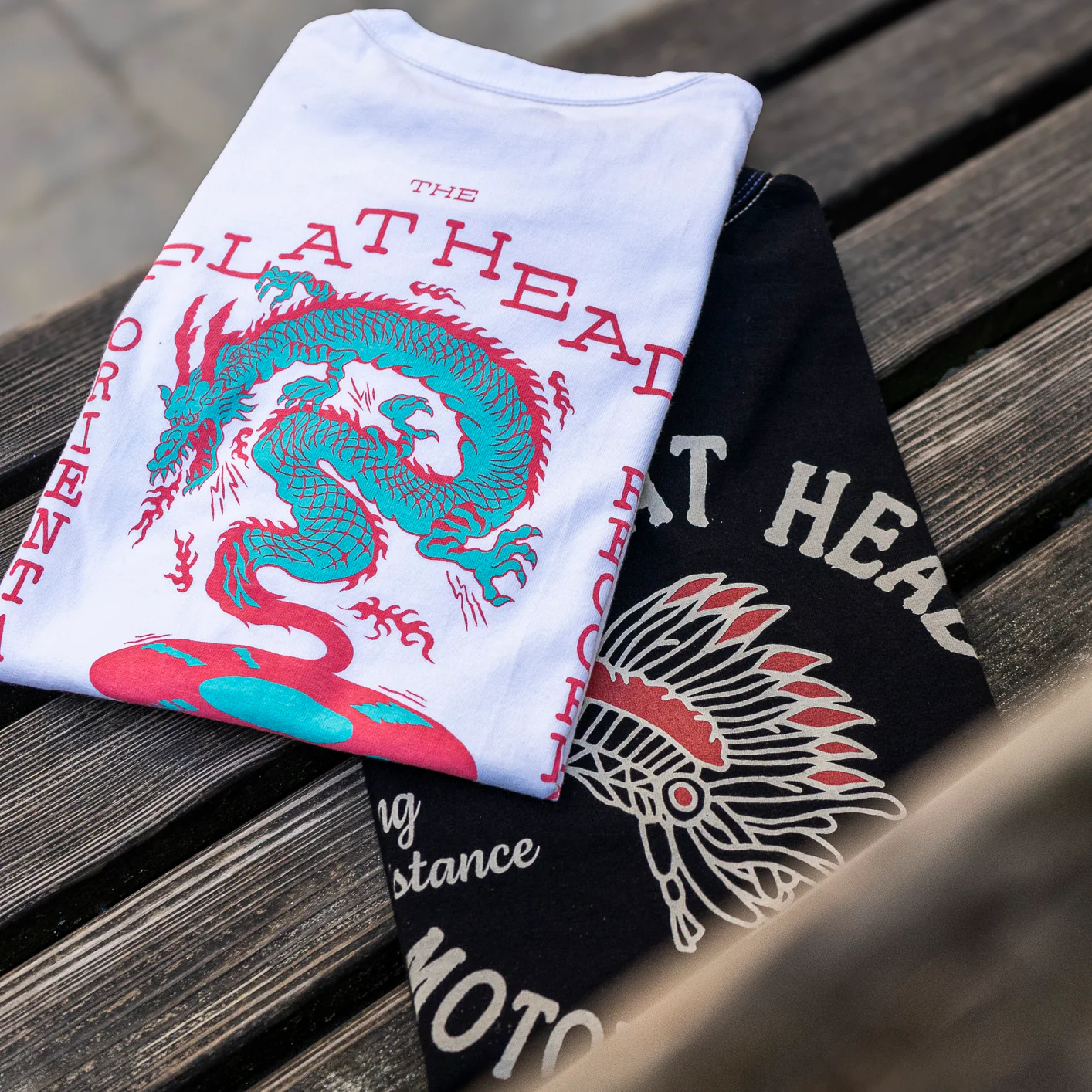 The Flat Head ‘War Bonnet’ 9.7oz Loopwheeled T-Shirt – Black - Image 5