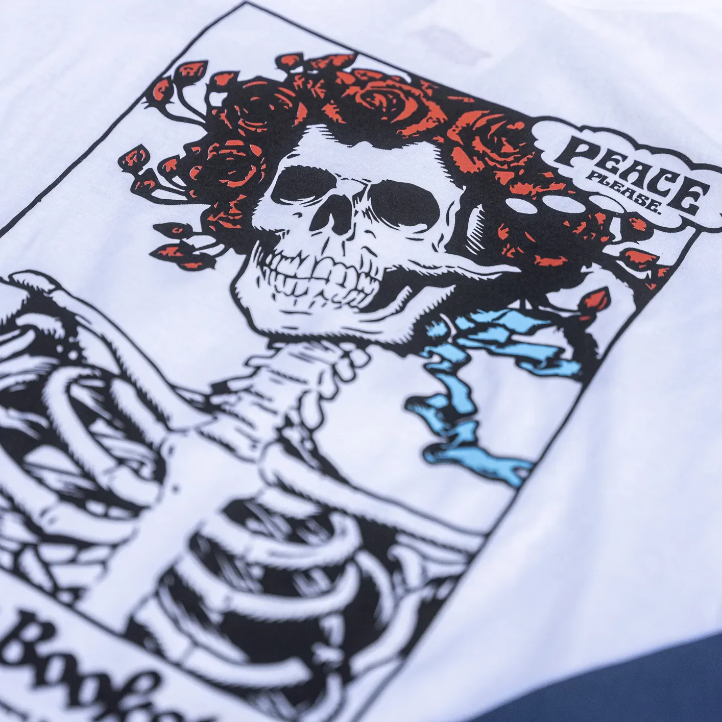 TSPTR ‘Peace Please’ Baseball T-Shirt - White / Navy - Image 3