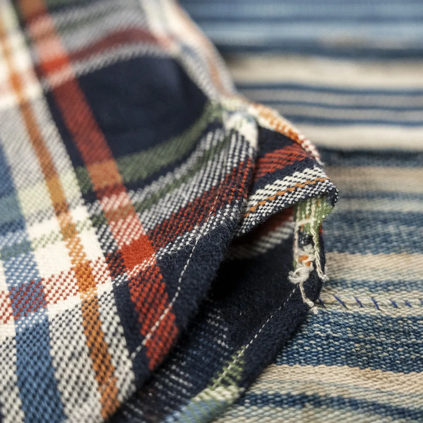 UES 14.5oz Heavy Selvedge Flannel Shirt – Dark Navy - Image 4
