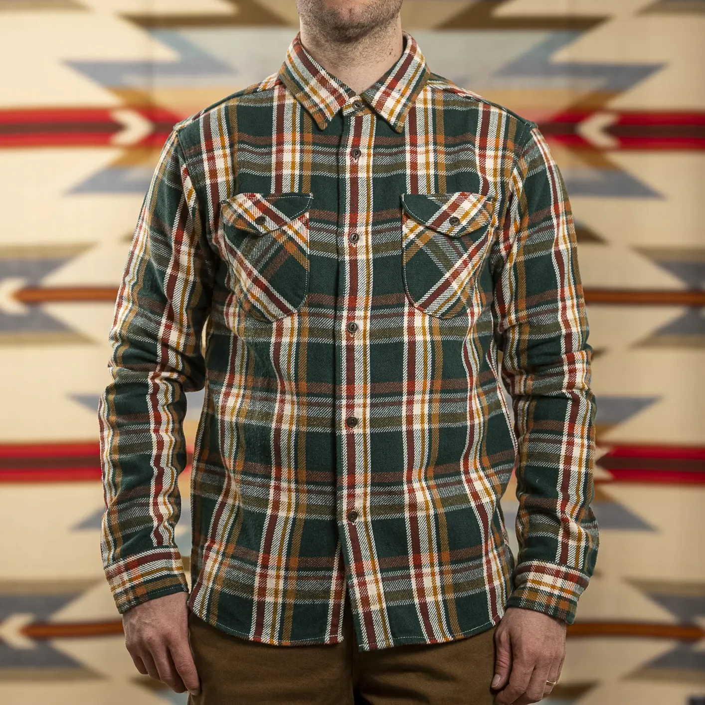 UES 14.5oz Heavy Selvedge Flannel Shirt – Green