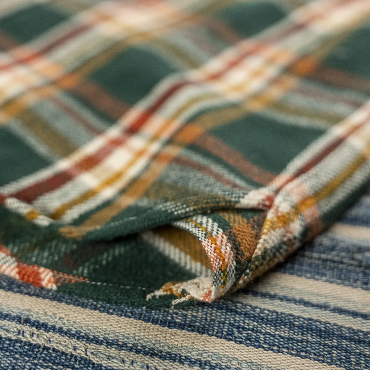 UES 14.5oz Heavy Selvedge Flannel Shirt – Green - Image 4