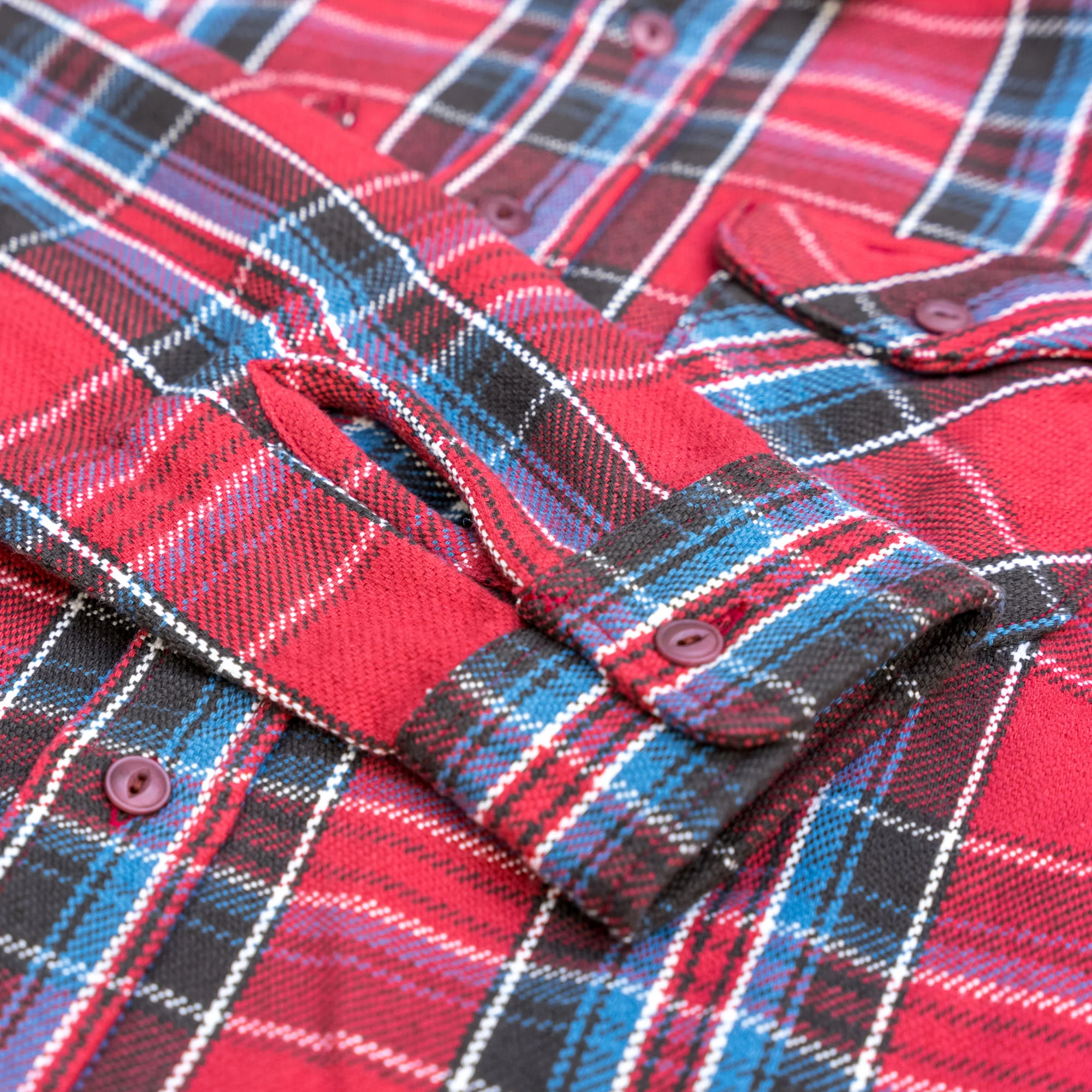 UES 14.5oz Heavy Selvedge Flannel Shirt – Red - Image 4