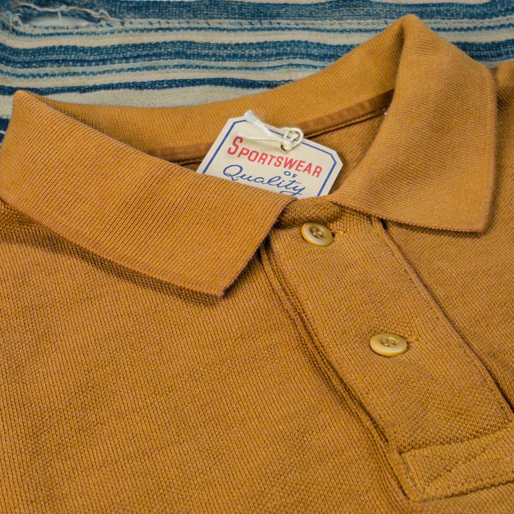 UES 67LW Rahben Stitch Loopwheeled Polo Shirt – Mustard - Image 2