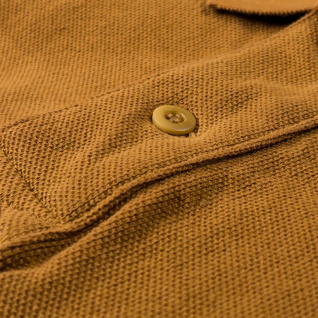 UES 67LW Rahben Stitch Loopwheeled Polo Shirt – Mustard - Image 3