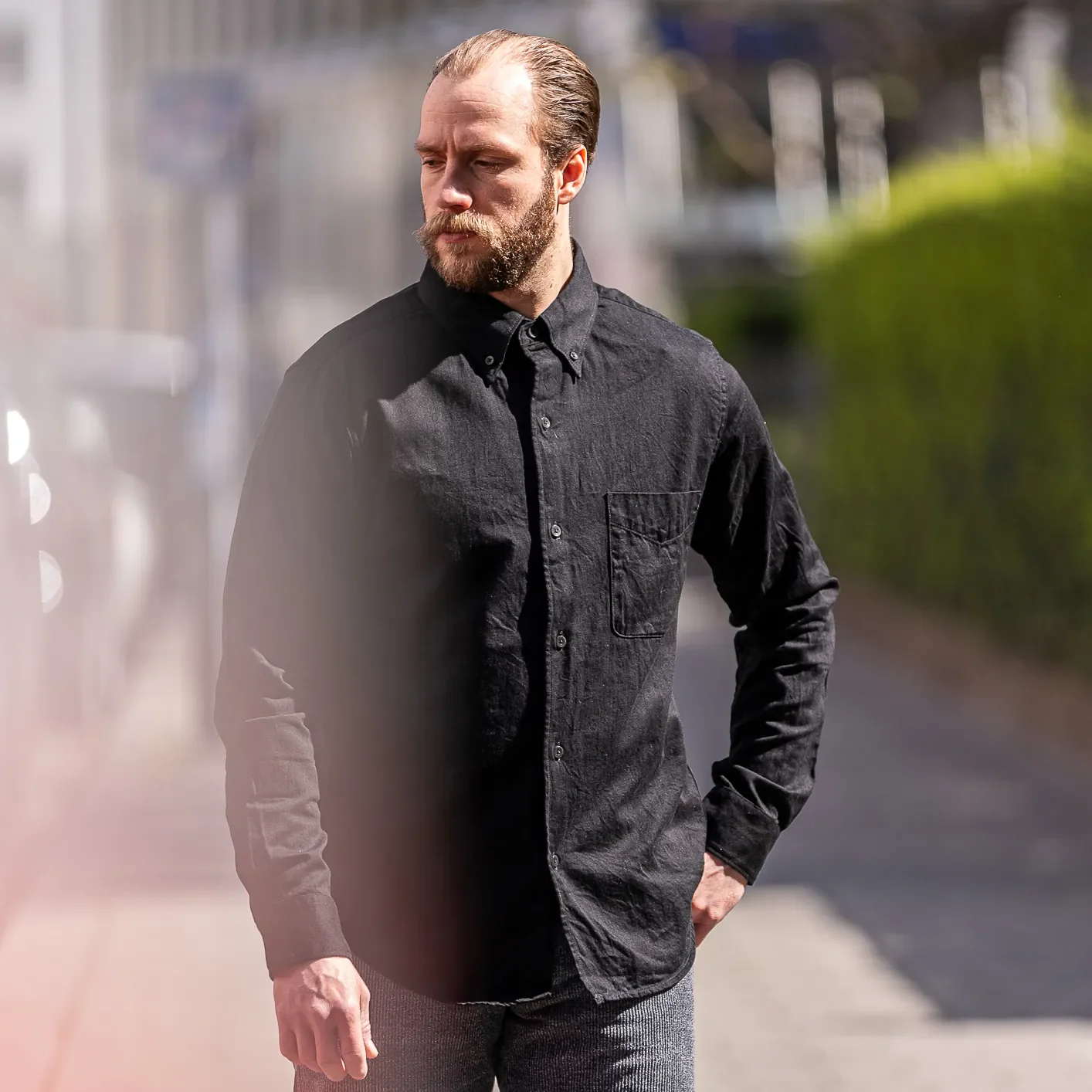 UES 6oz Sulphur Dyed Denim B.D.-Shirt - Black - Image 7