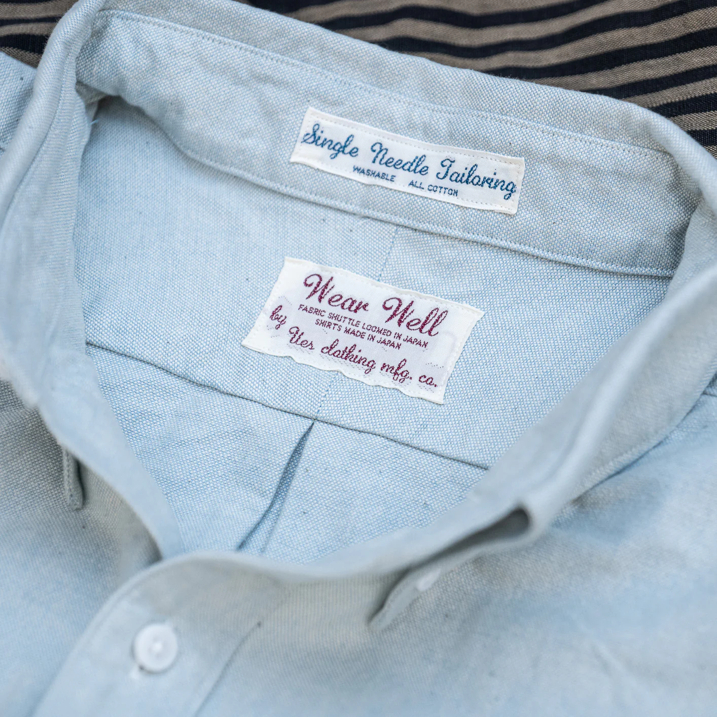 UES 8.6oz Button-Down Selvedge Oxford Shirt – Light Indigo - Image 3