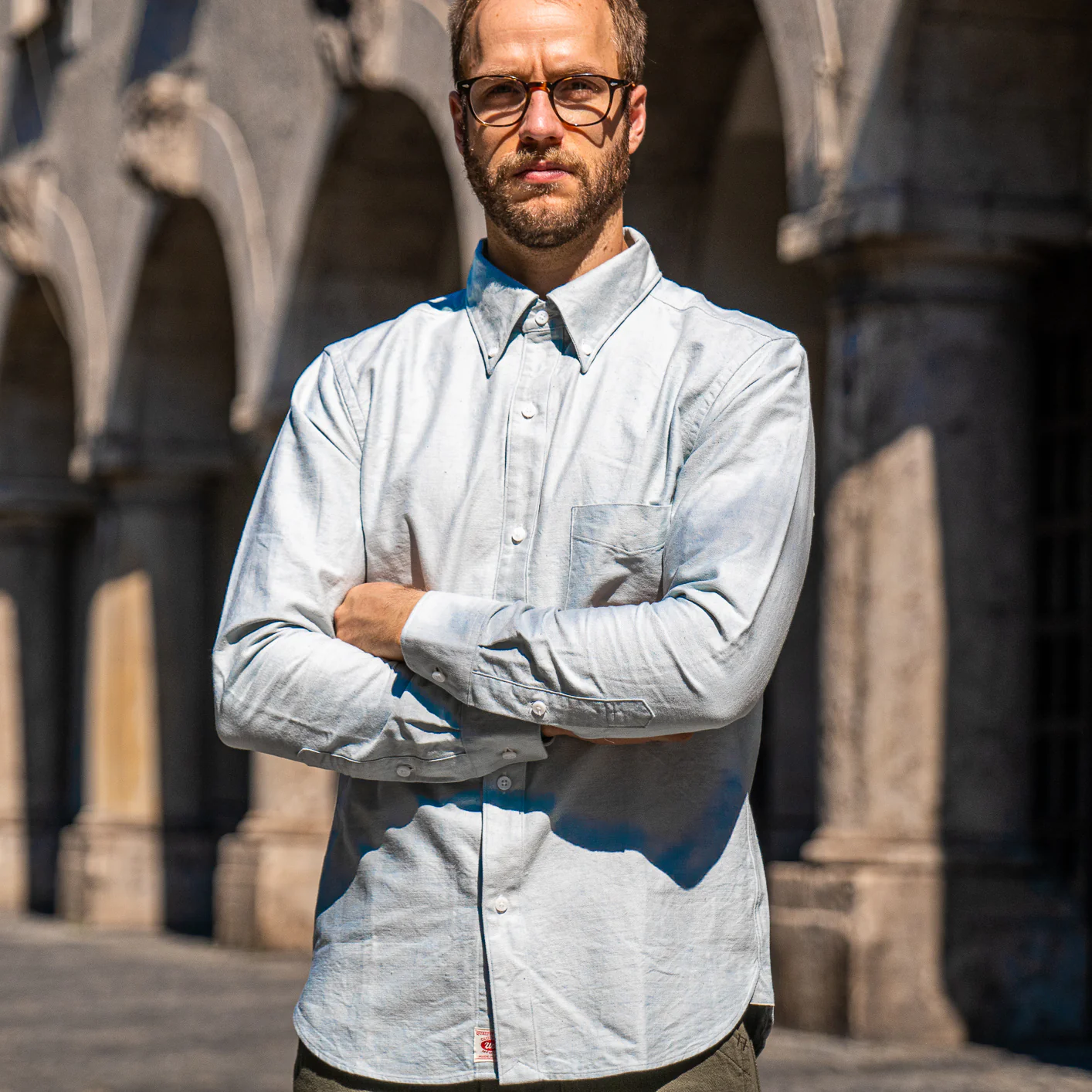 UES 8.6oz Button-Down Selvedge Oxford Shirt – Light Indigo - Image 7