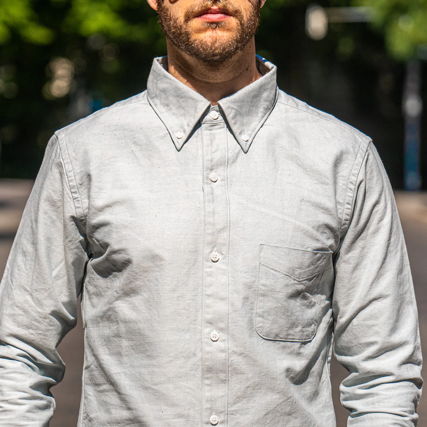 UES 8.6oz Button-Down Selvedge Oxford Shirt – Light Indigo - Image 9