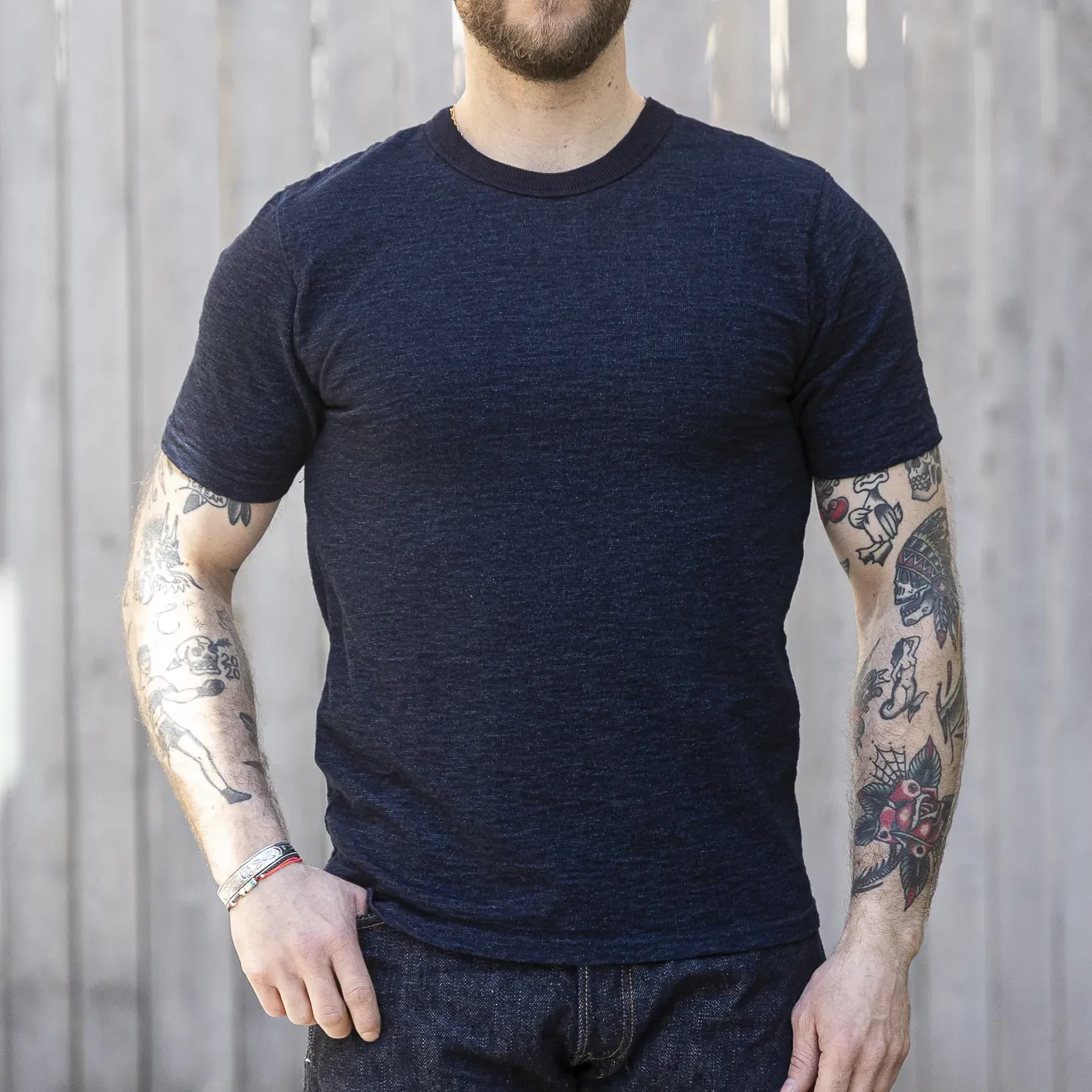 UES No.7 Super Slub Yarn-Dyed T-Shirt - Indigo Dyed