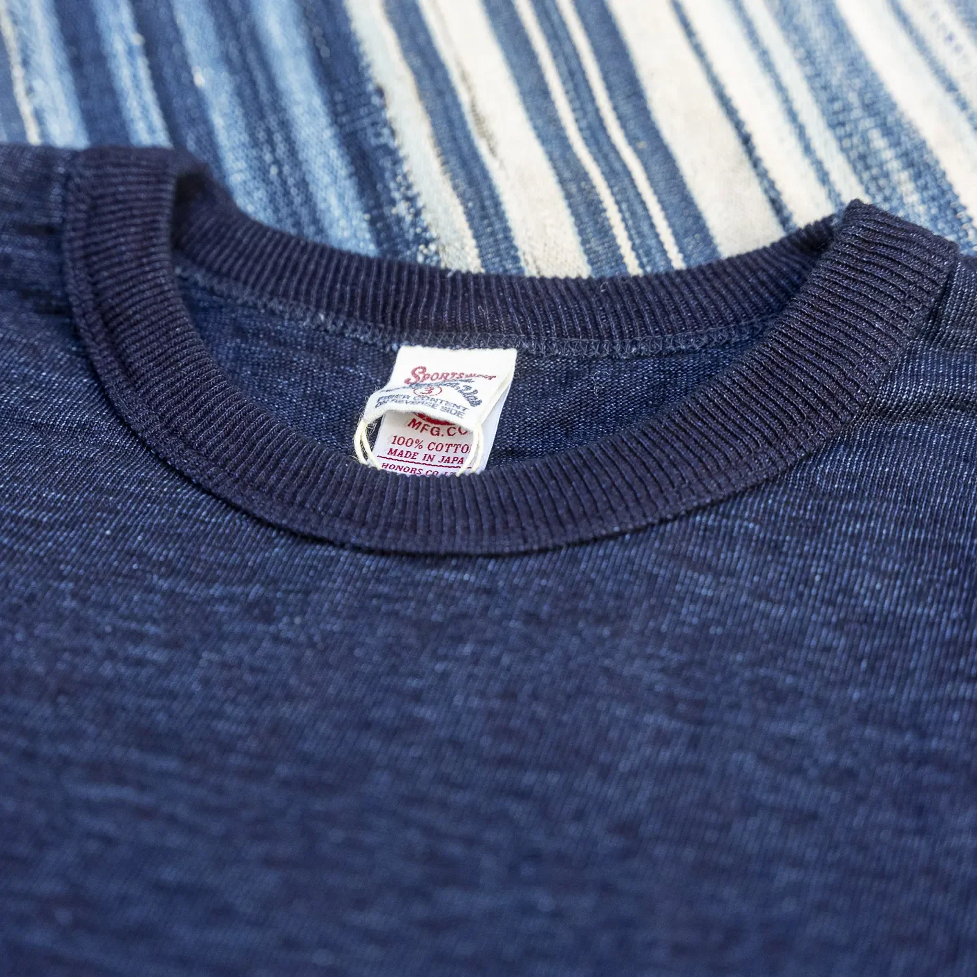 UES No.7 Super Slub Yarn-Dyed T-Shirt - Indigo Dyed - Image 2