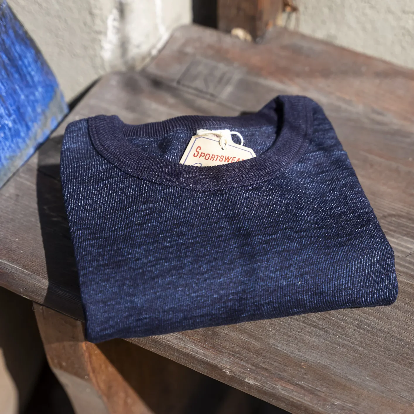 UES No.7 Super Slub Yarn-Dyed T-Shirt - Indigo Dyed - Image 5