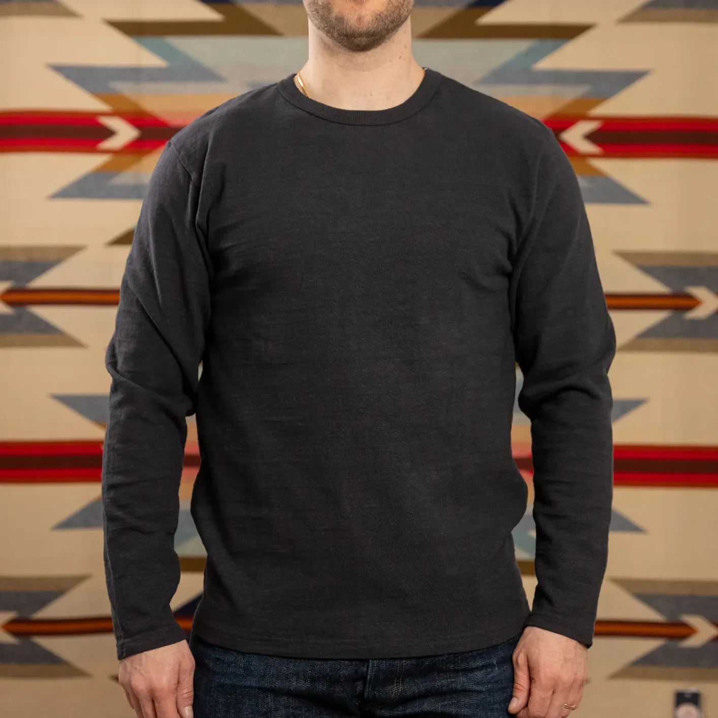 UES No.8 9.5oz Heavyweight Slub Nep Longsleeve – Black